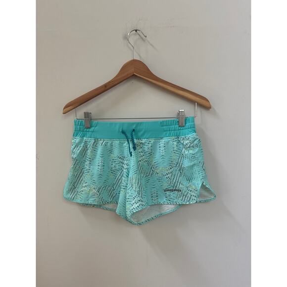 Patagonia 4" Running Hiking Shorts XS Green Pattern Nine Trails 57622 - Picture 1 of 6